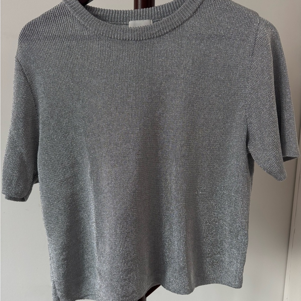 H&M Silver Short Sleeve Top